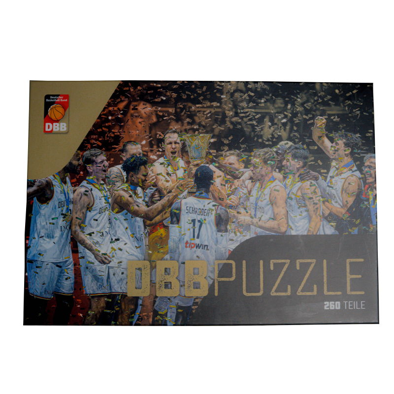 Herausforderndes Puzzle mit einem Bild des deutschen Basketballteams, das Spaß und Teamgeist fördert.